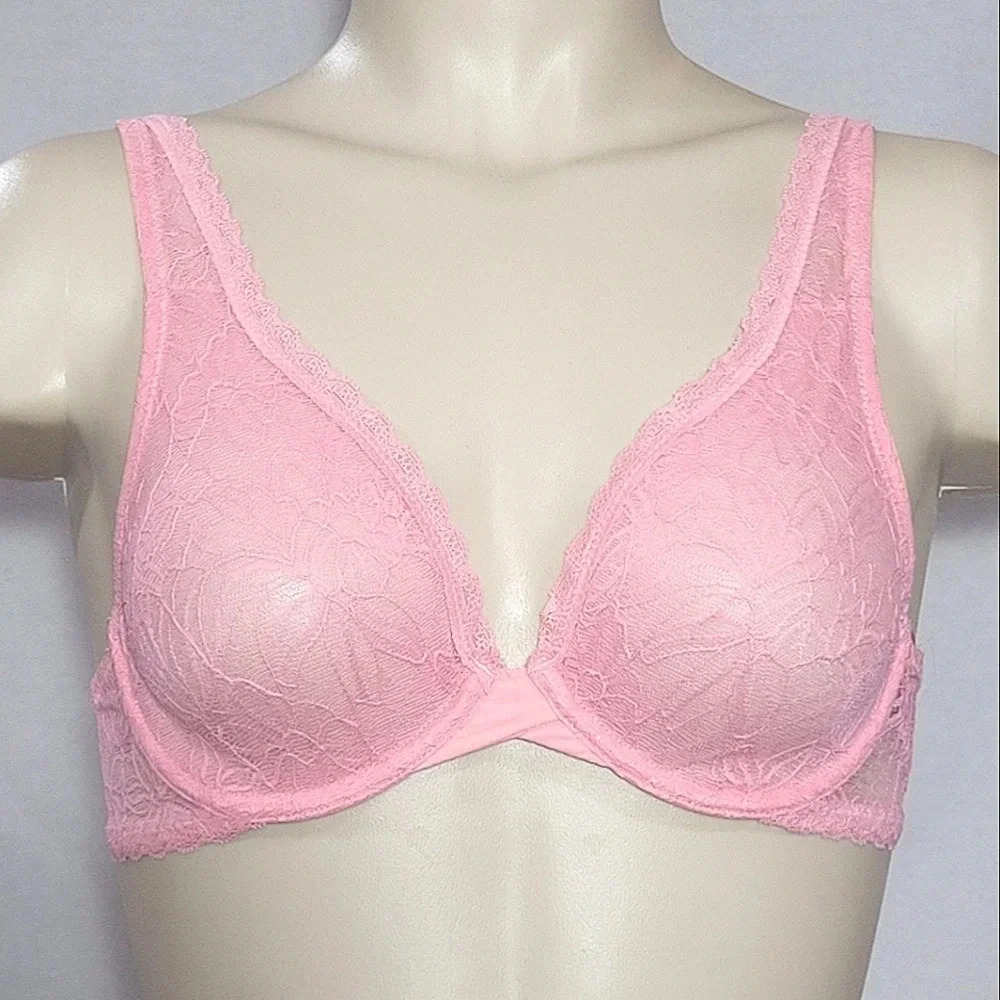 34A Xhilaration Unlined Lace‎ Underwire Bra Bubble Gum Pink "Pouf of Pink" NWT